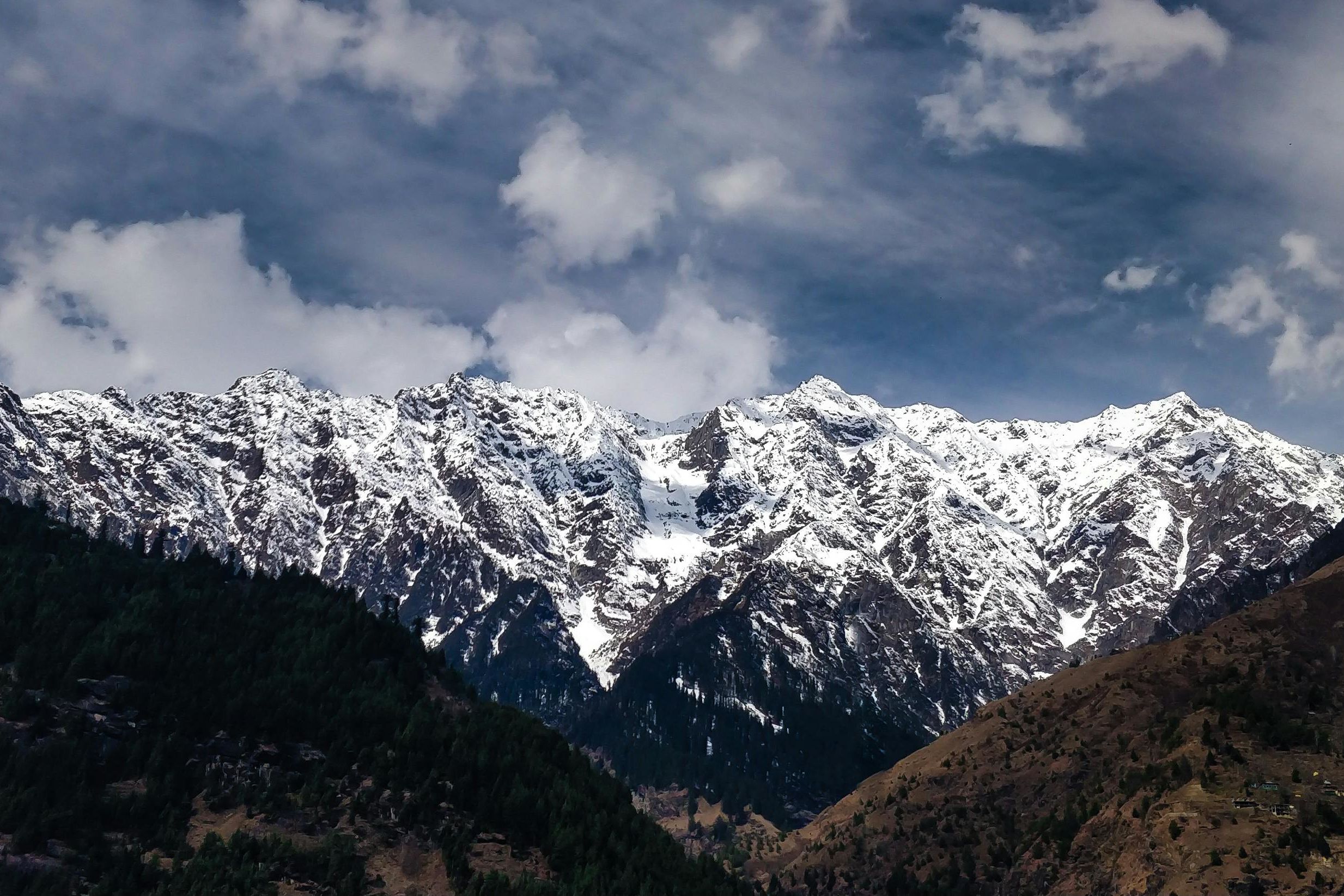 a mountain during winter in shimla