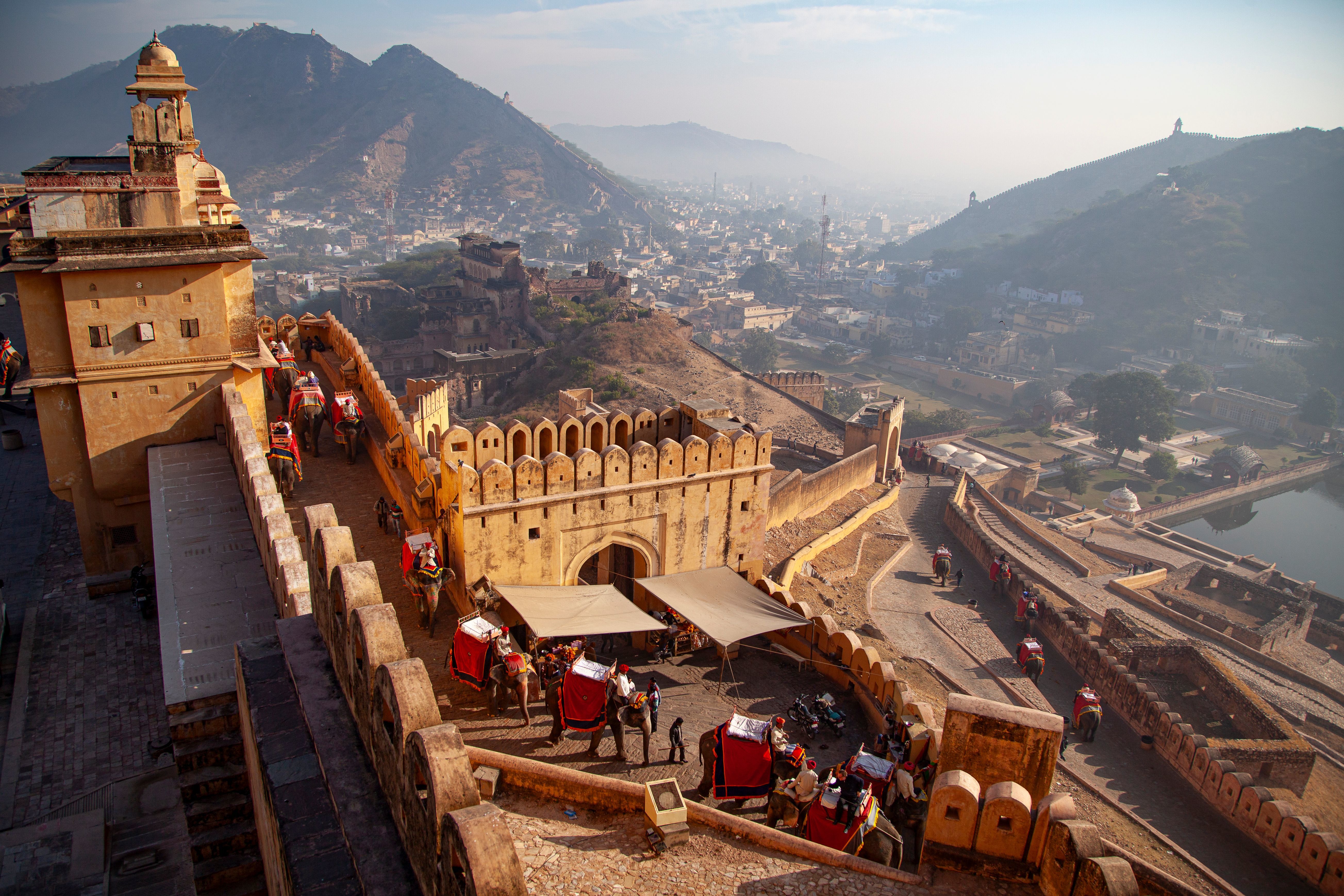 aerial view of amber fort in jaipur rajasthan