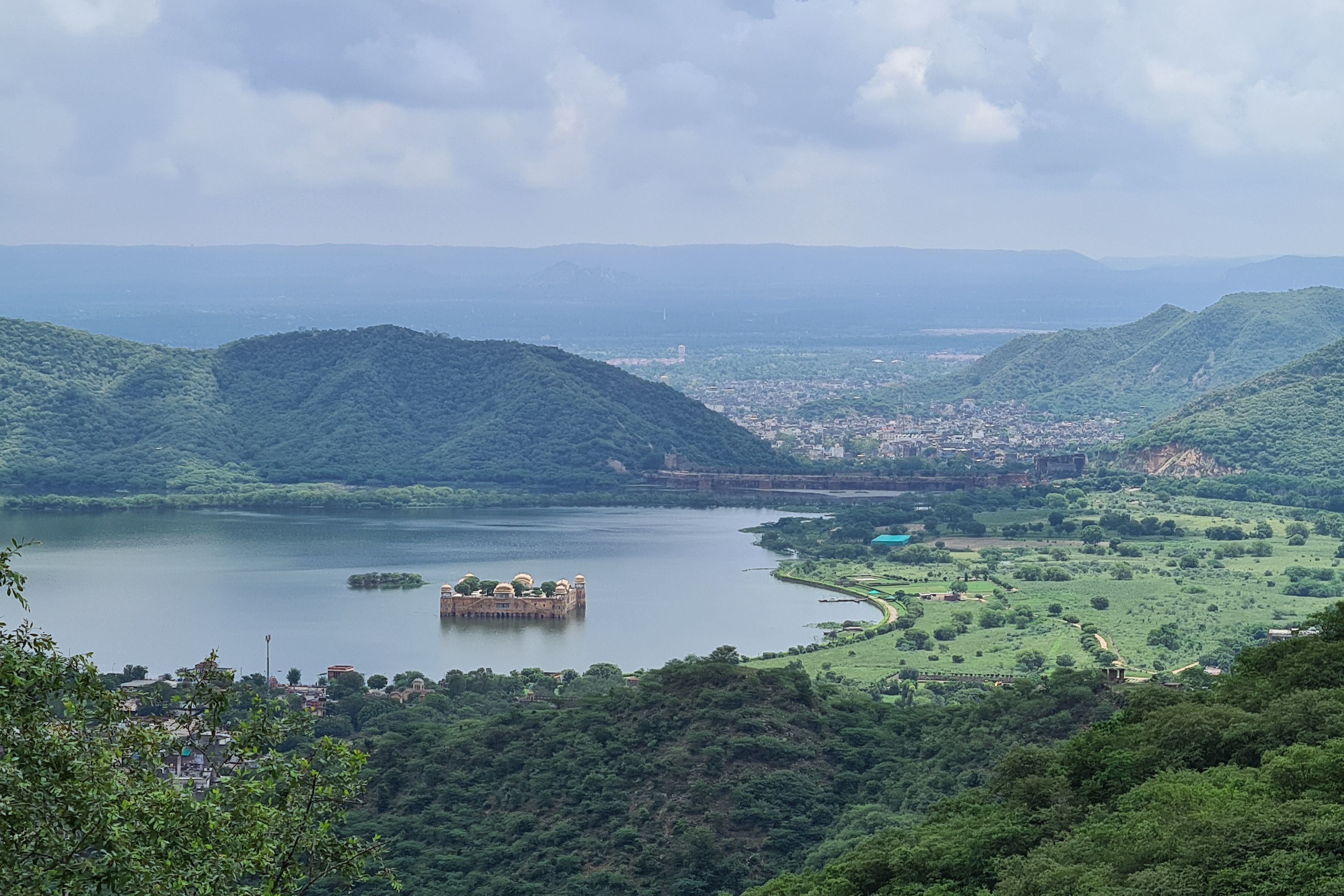 aerial view of the man sagar lake in jaipur