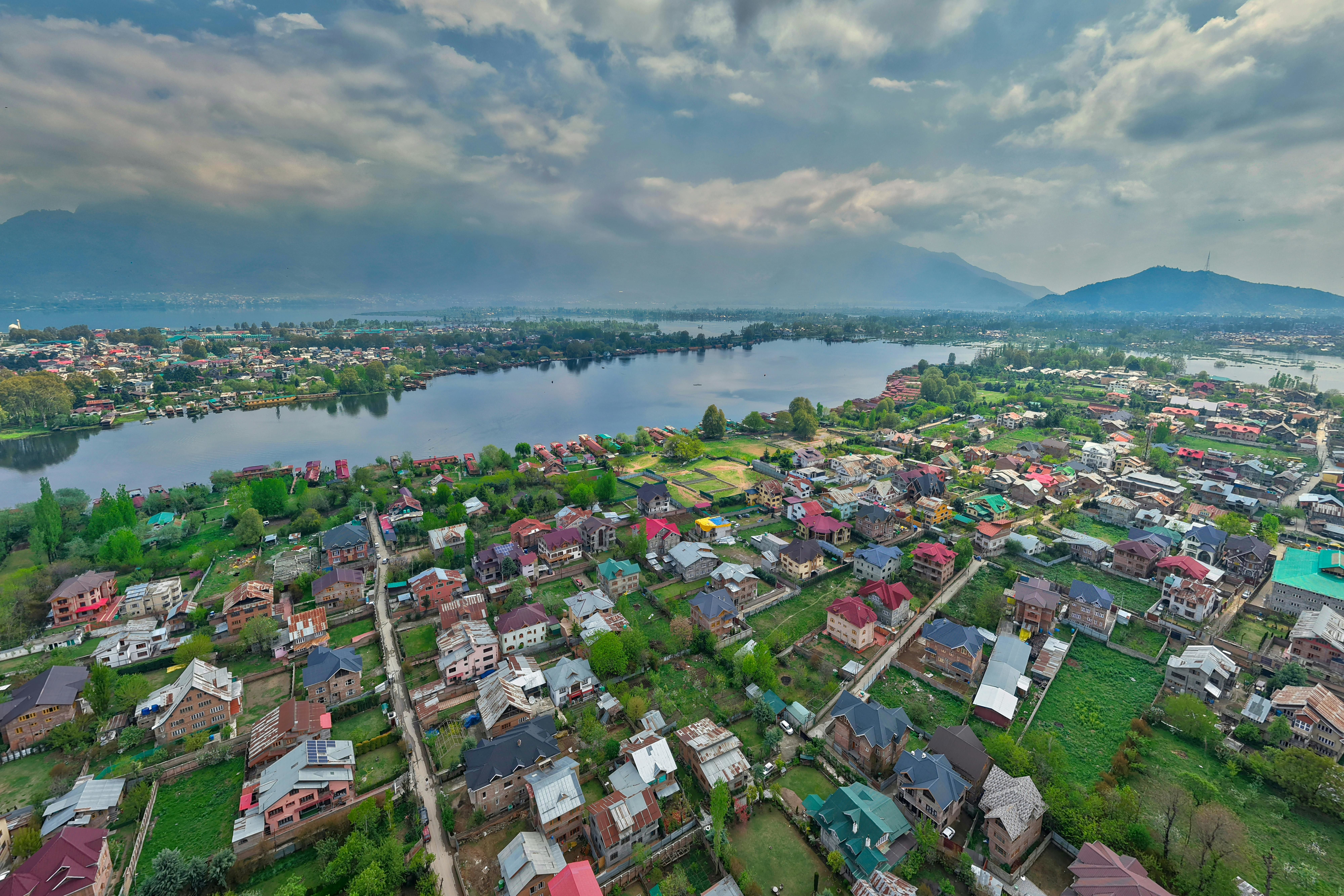 aerial view of srinagar landscape