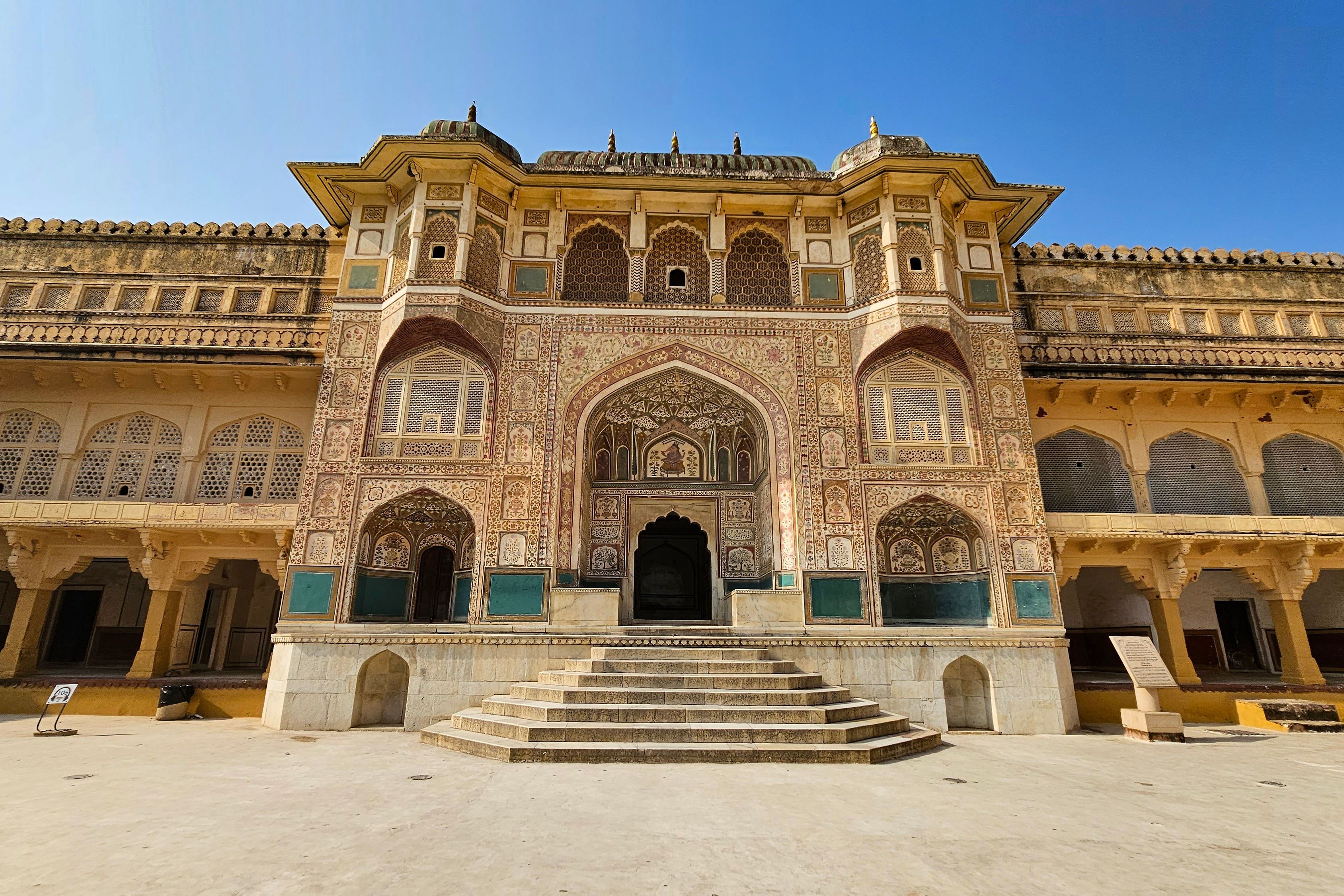 view of architectural detail of amber fort in jaipur rajasthan