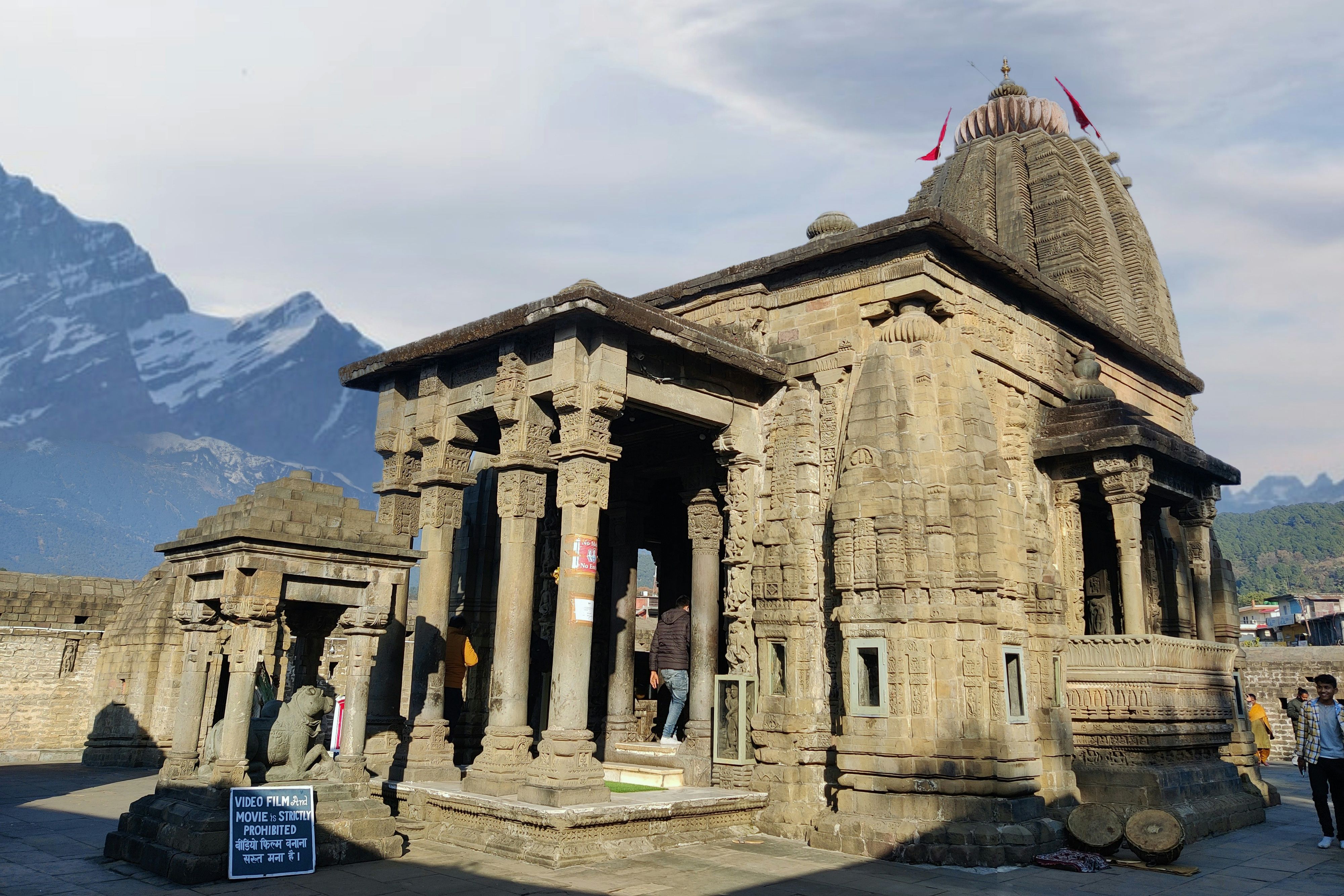 baijnath temple near baijnath town in himachal pradesh with mountains in the backdrop