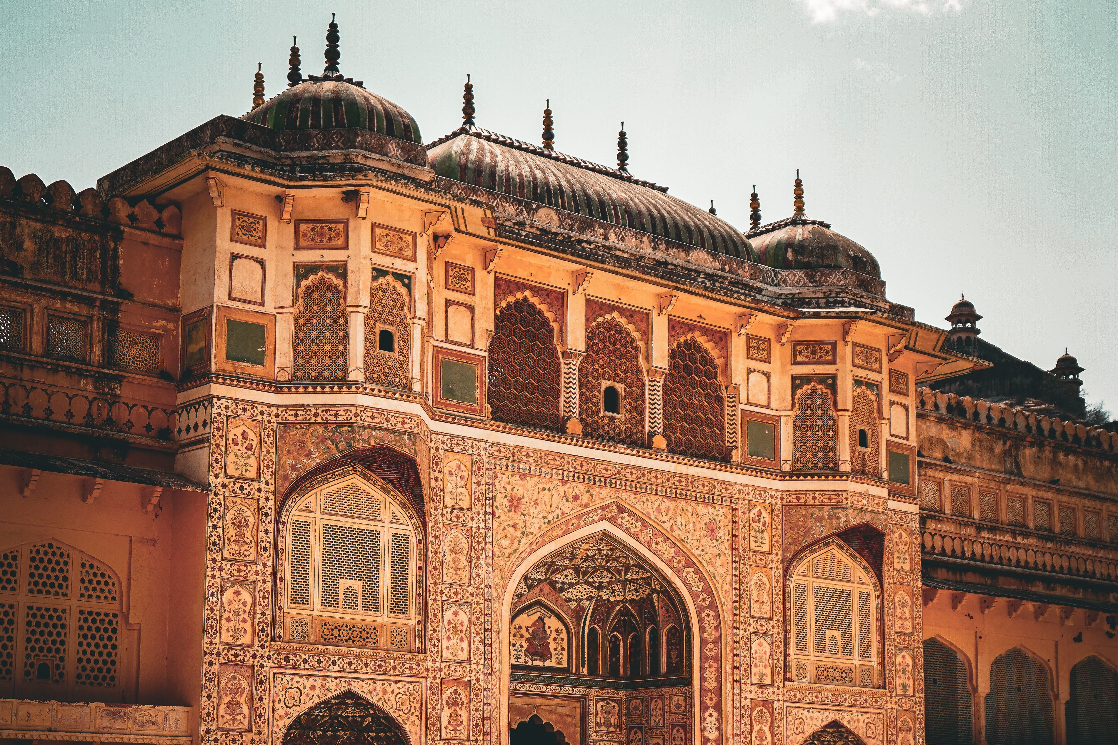 architectural details of amber forts archway in jaipur