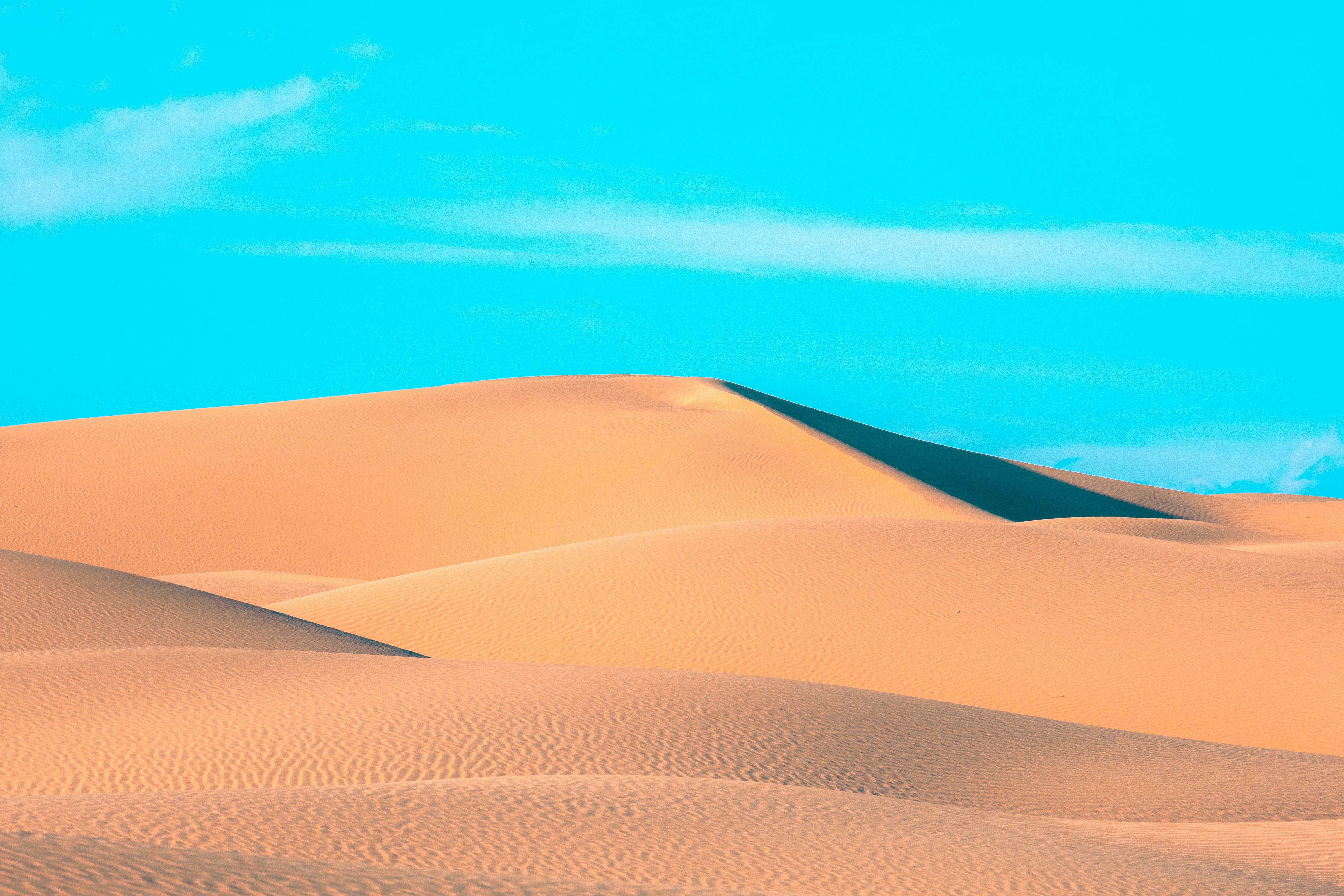 brown sand dune under blue sky durind daytime at the thar desert