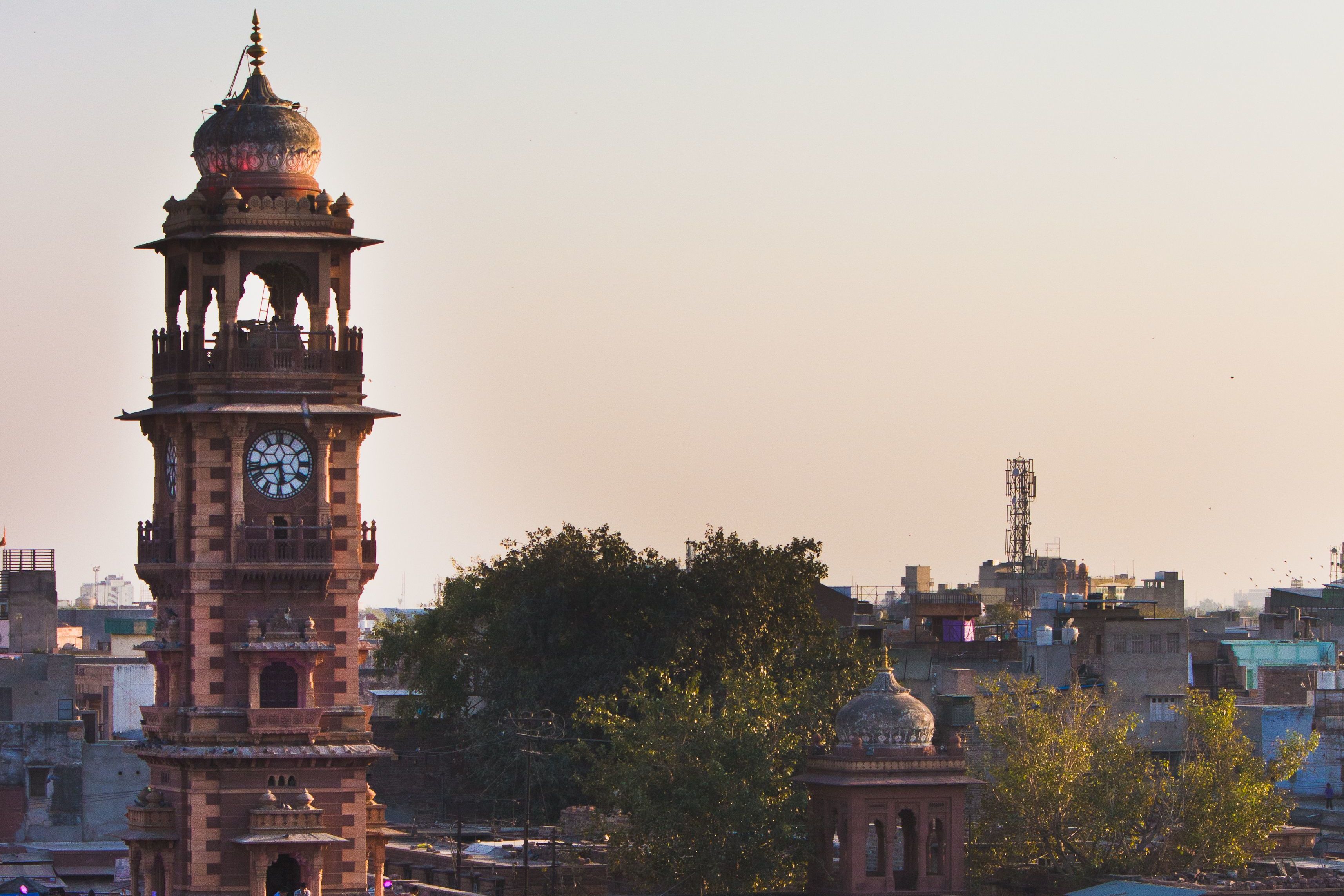 bustling evening market at jodhpurs iconic clock tower