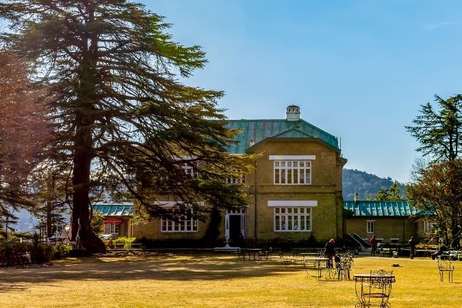 view of chail palace in chail near shimla