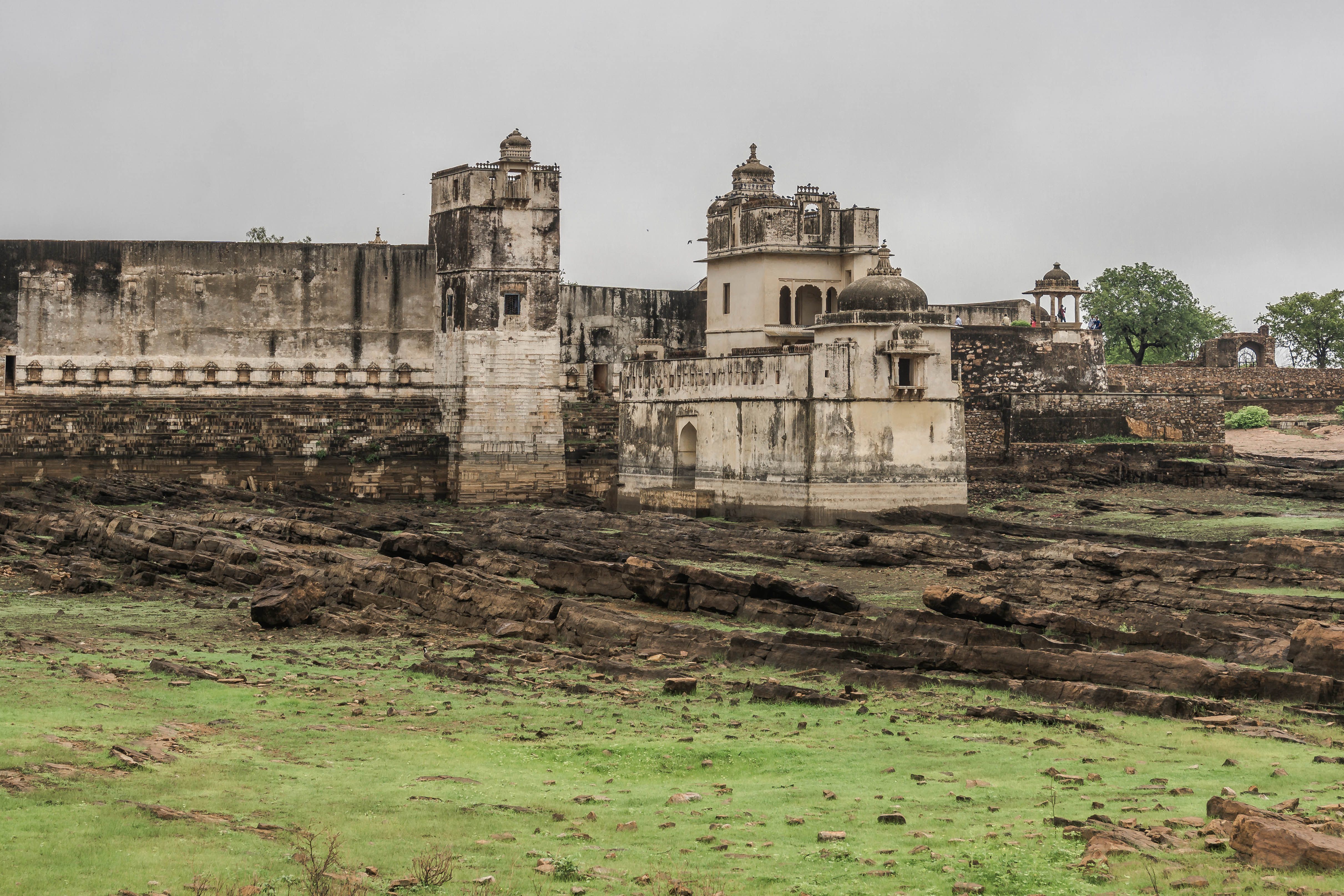 view of chittorgarh fort in overcast weather