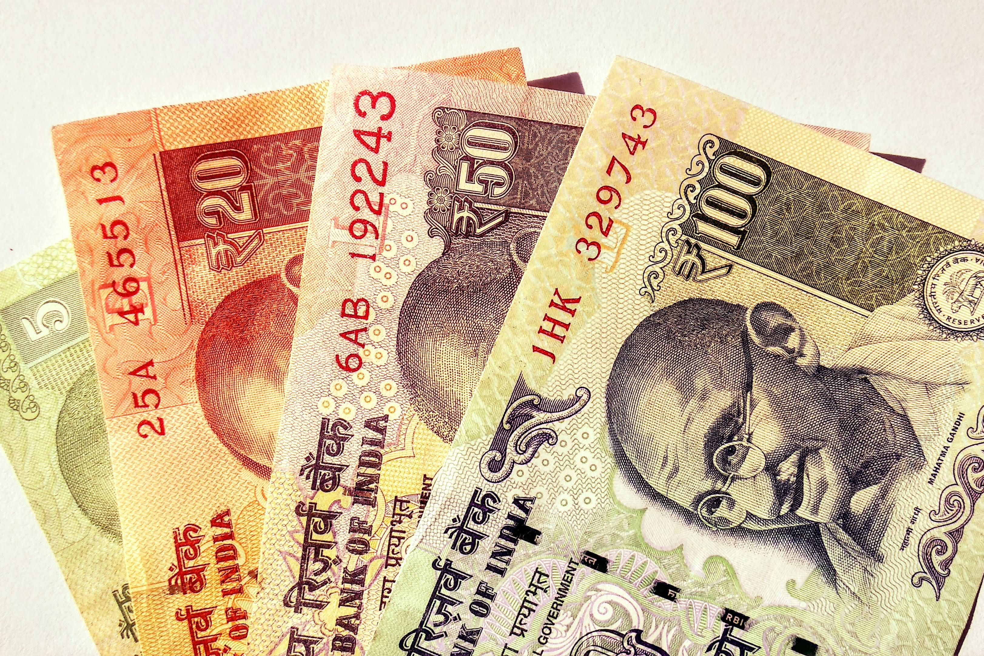 close up shot of indian banknotes