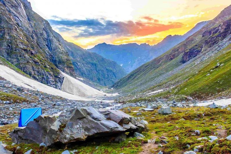 a view of the hampta pass during daytime
