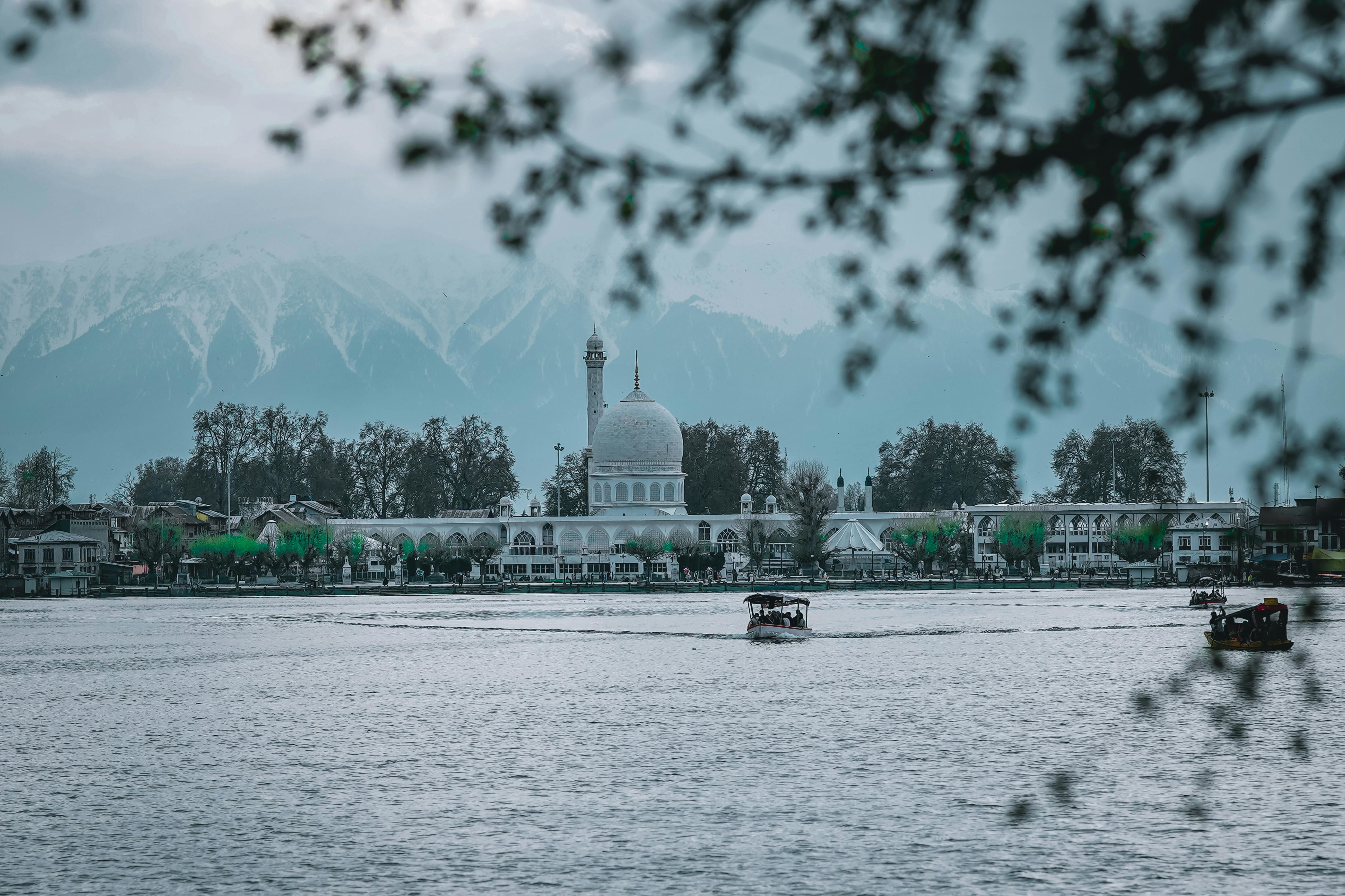 hazratbal shrine and zabarwan mountains visible from across the lake