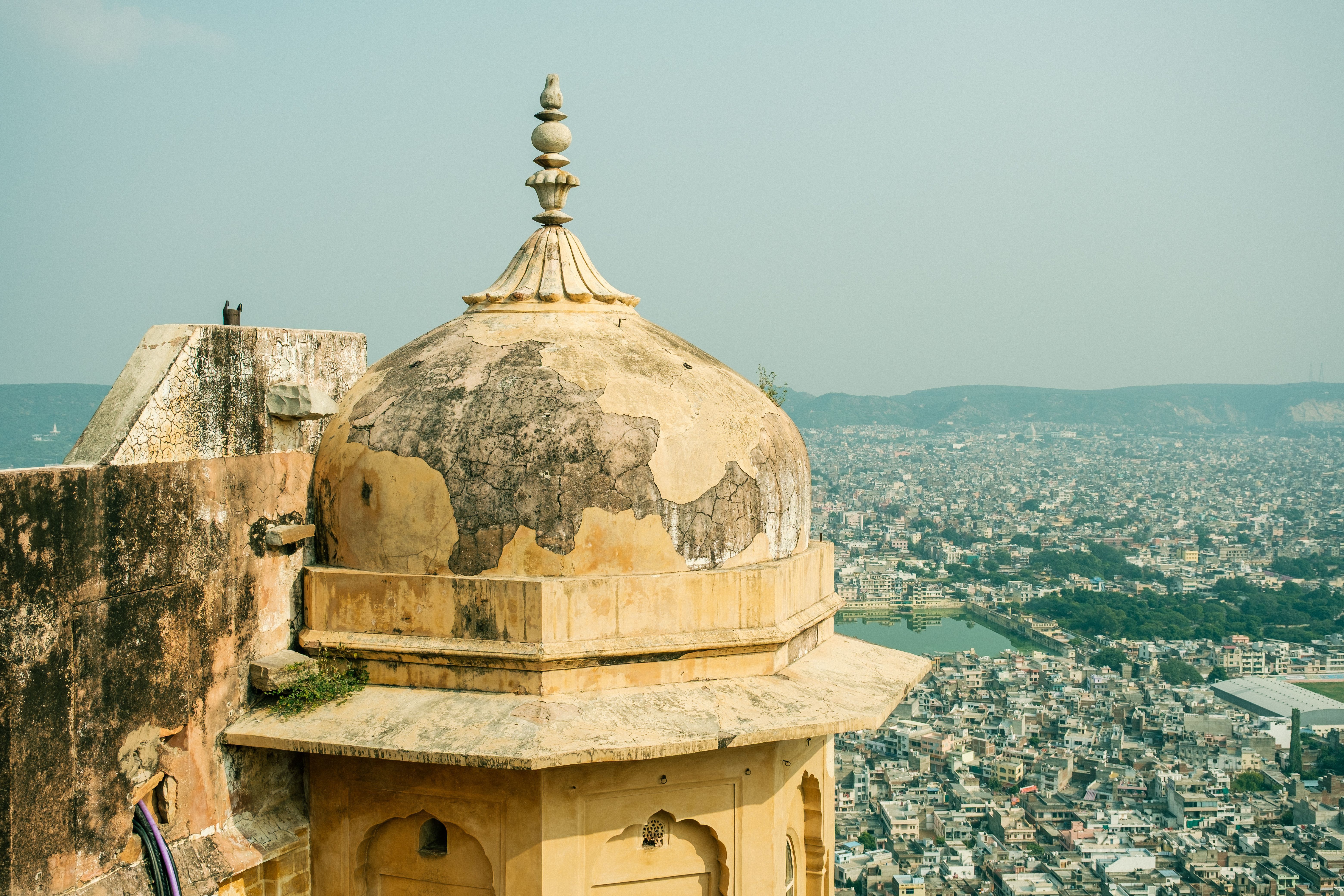 historic dome overlooking jaipur cityscape