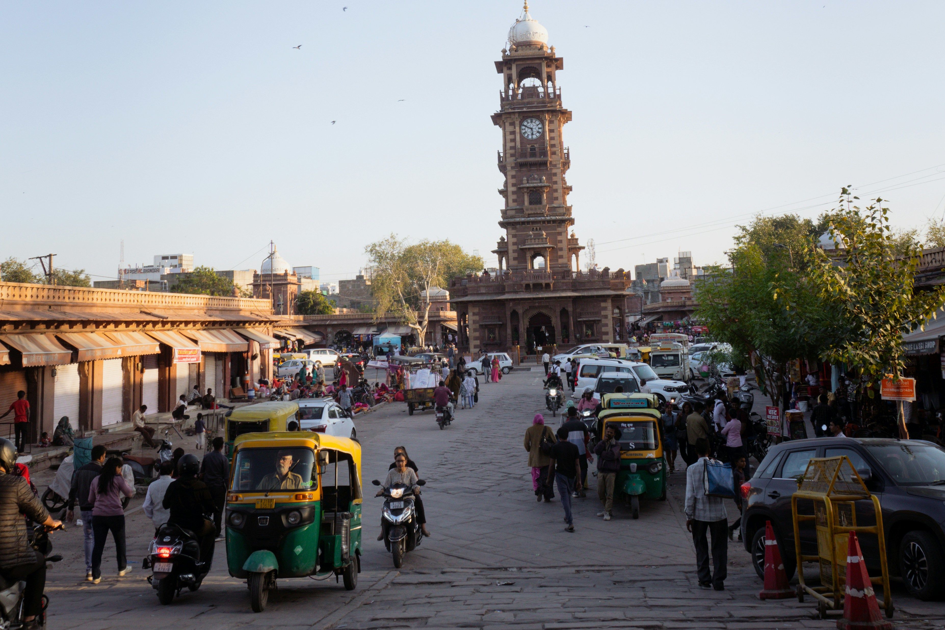 a small market near iconic clock tower in jodhpur