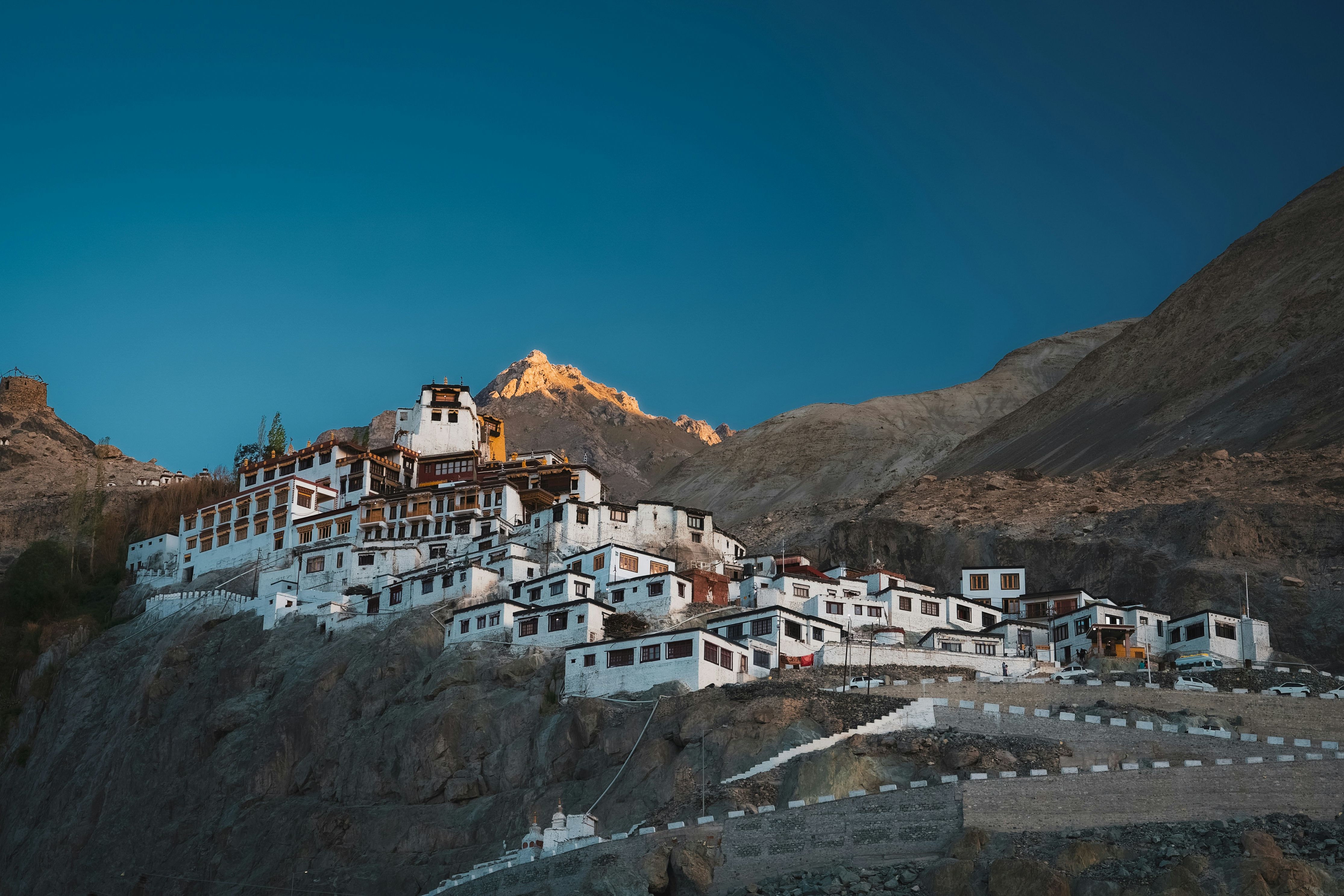 key monastery sitting on top of a mountain