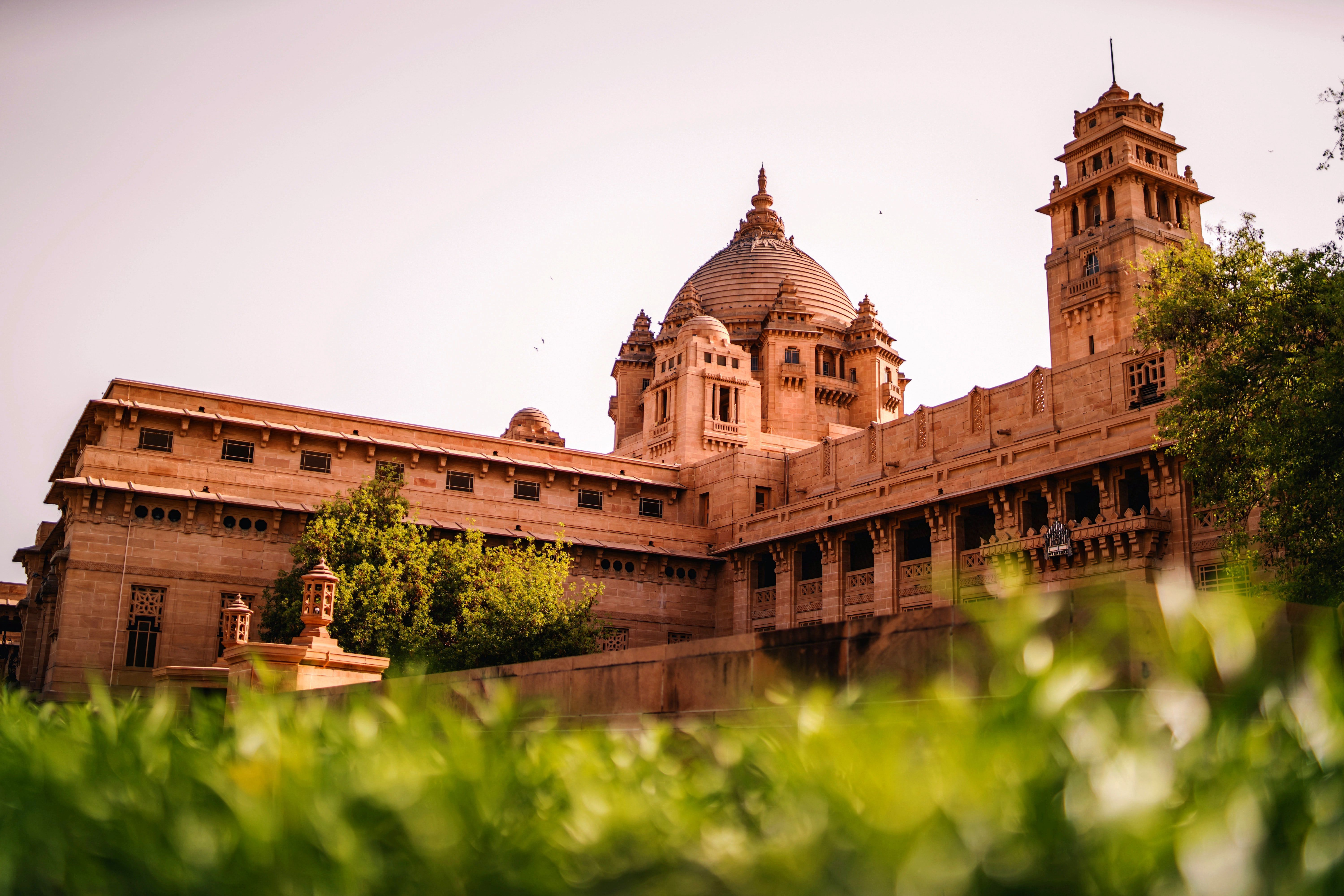 a low angle view of umaid bhawan palace in jodhpur