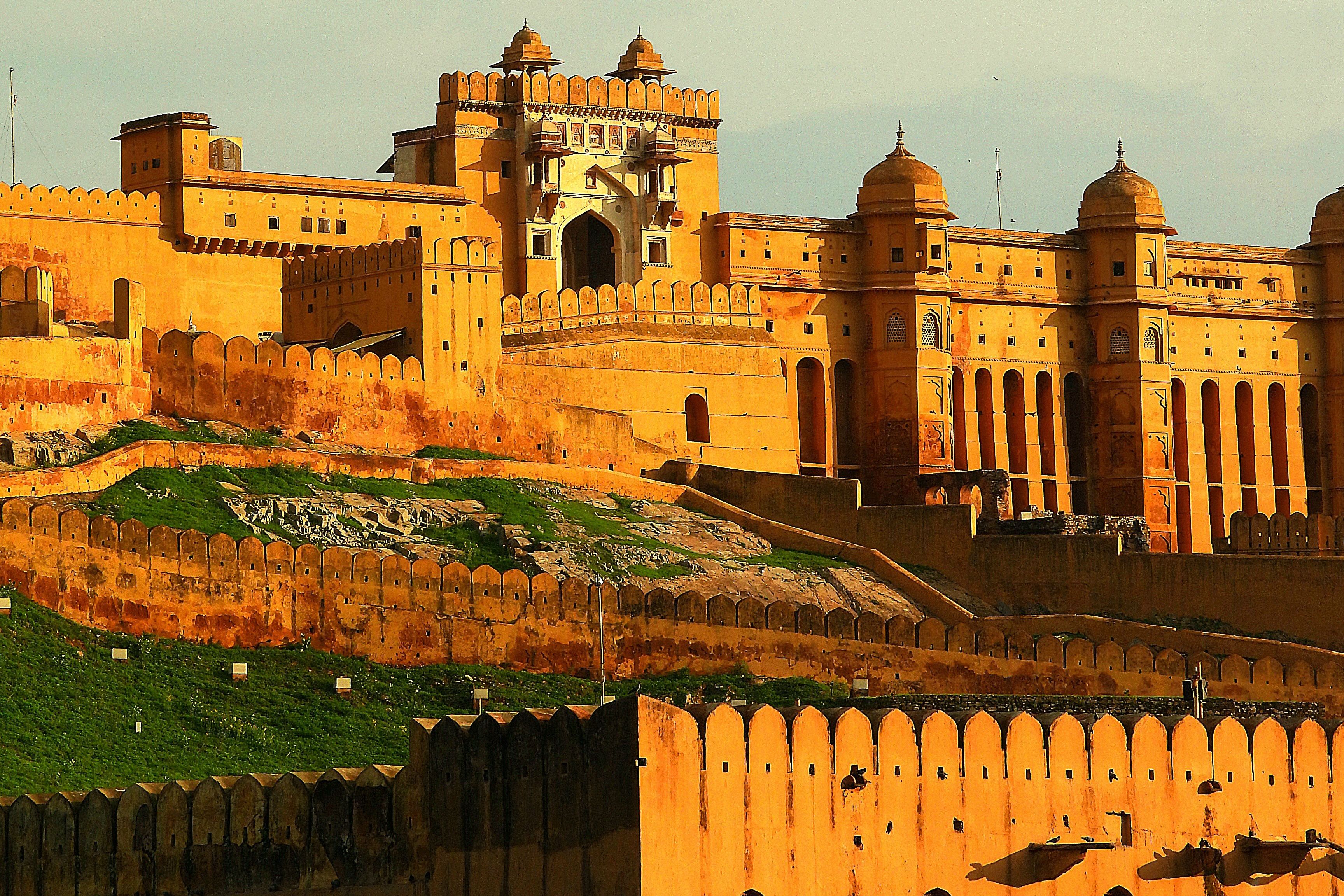 view of the majestic amber fort in jaipur rajasthan
