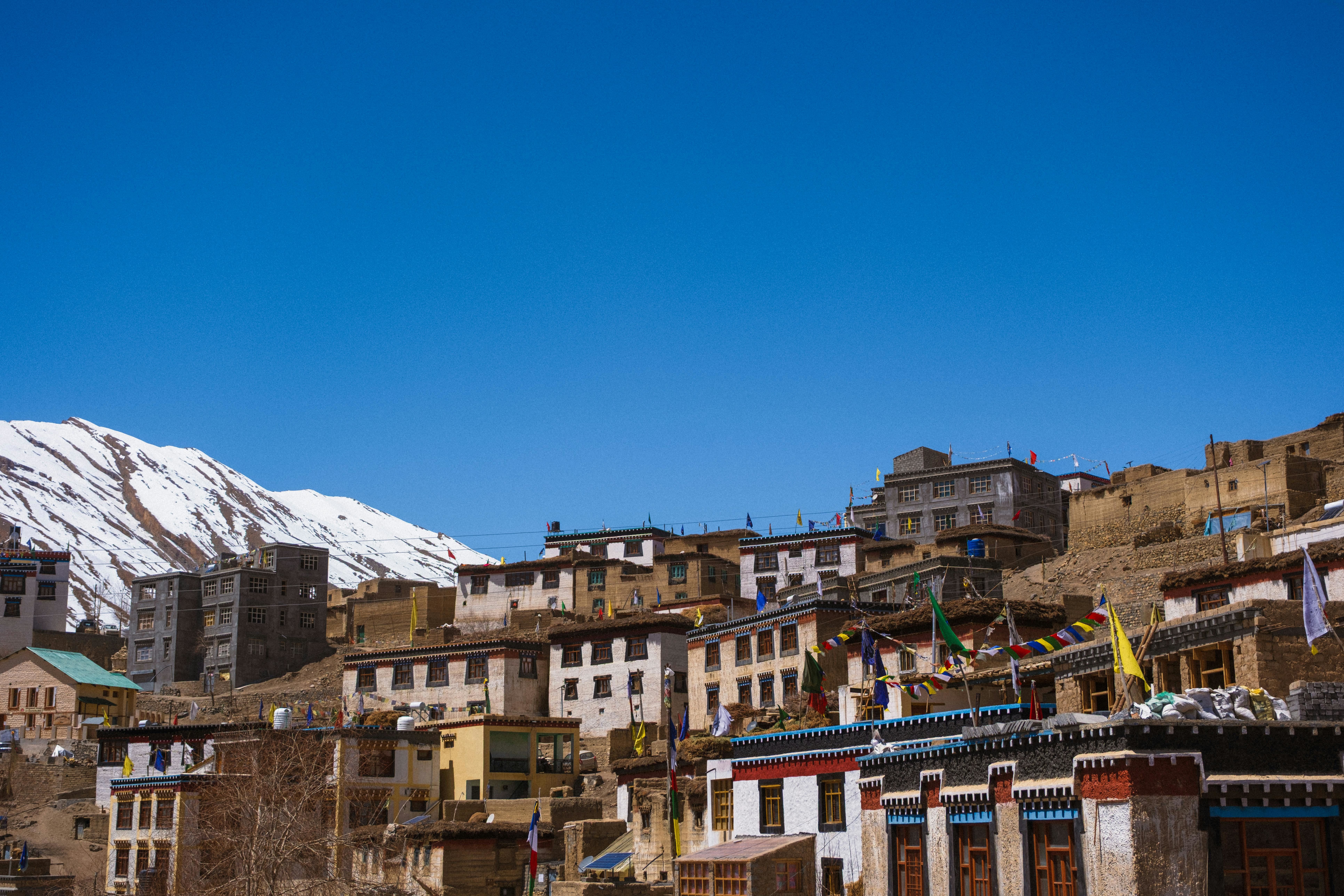 traditional houses in kibber village in spiti valley