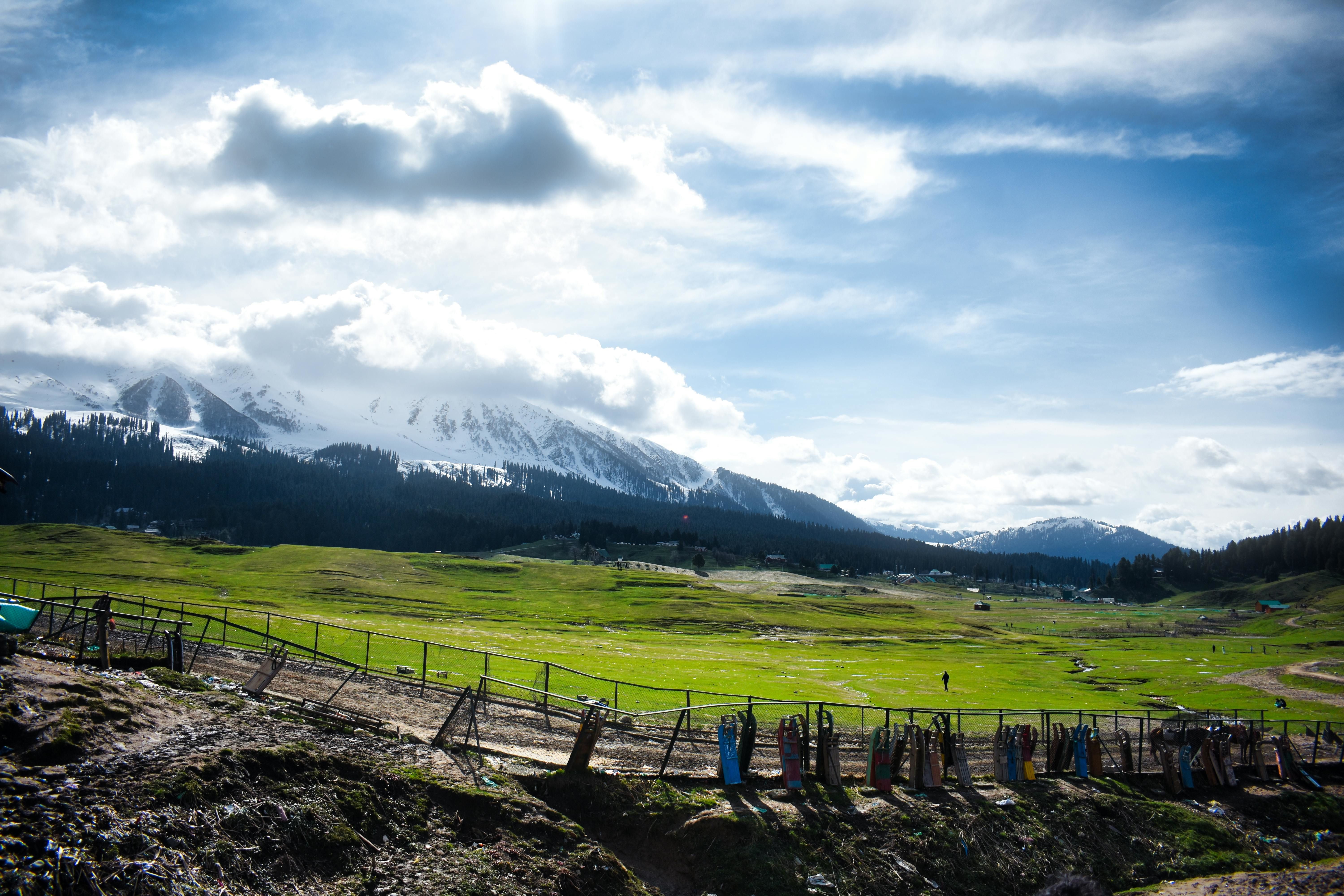 scenic landscape with mountain range in pahalgam