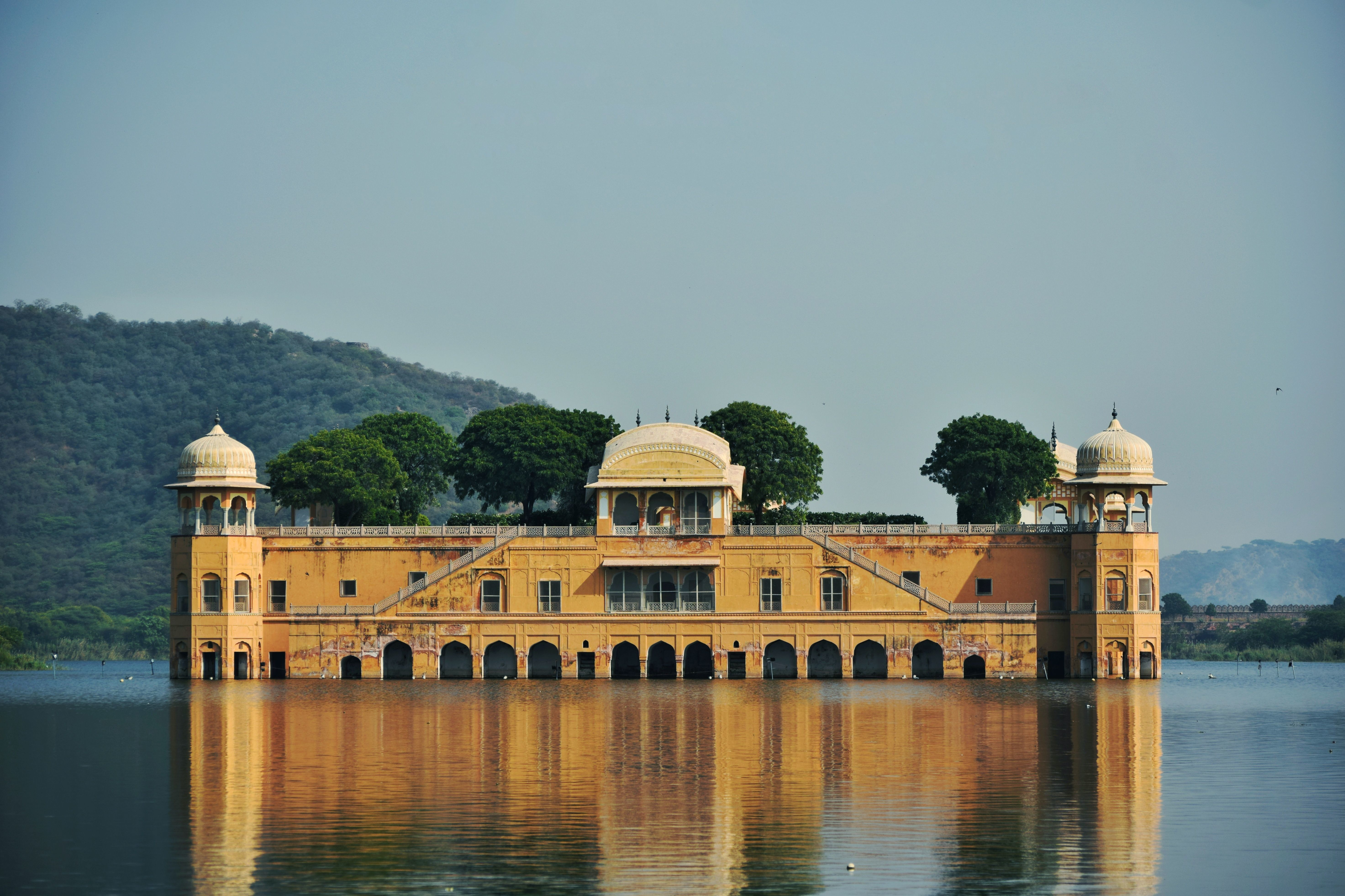 scenic view of jal mahal over man sagar lake in jaipur