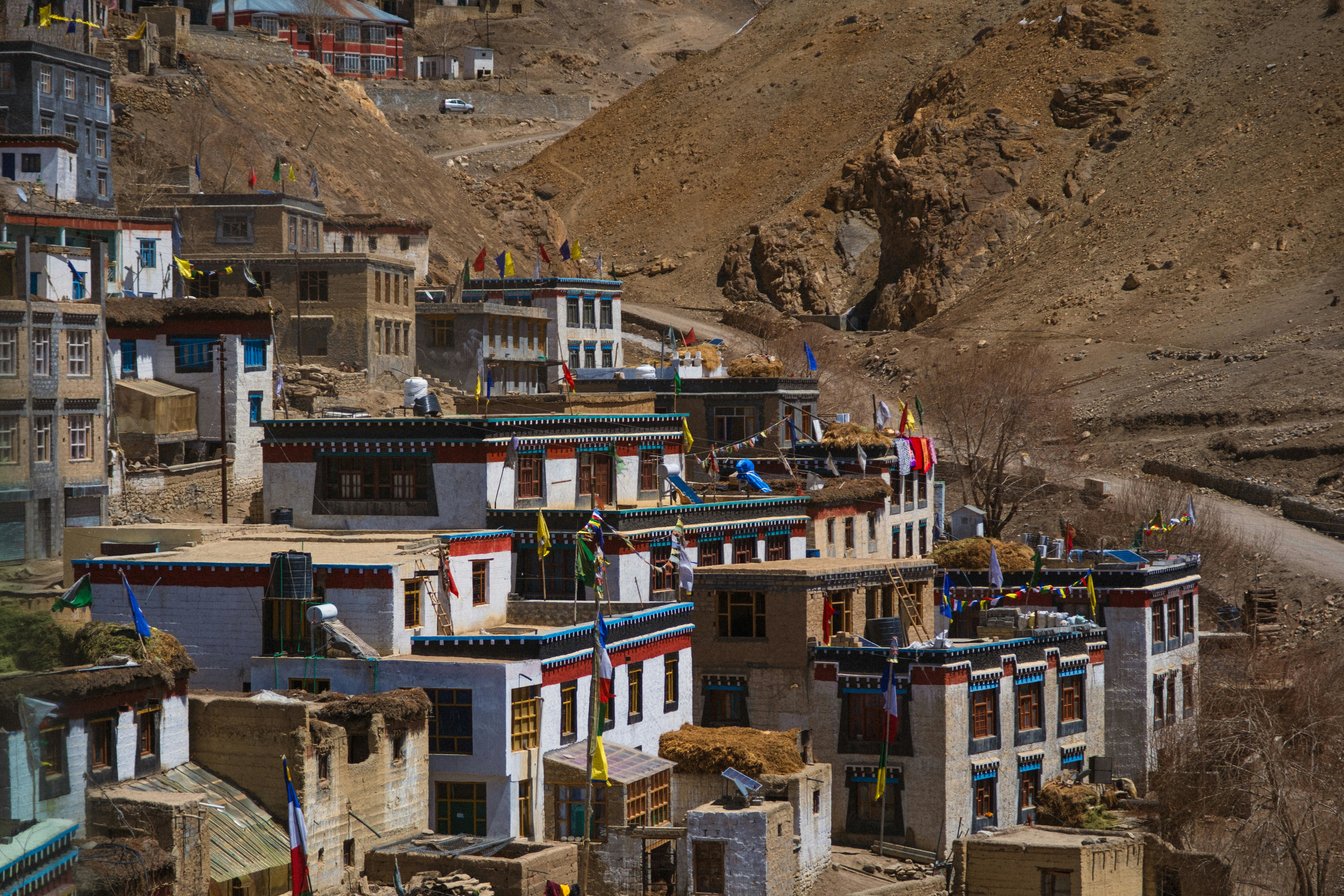 a scenic view of kibber village in spiti valley