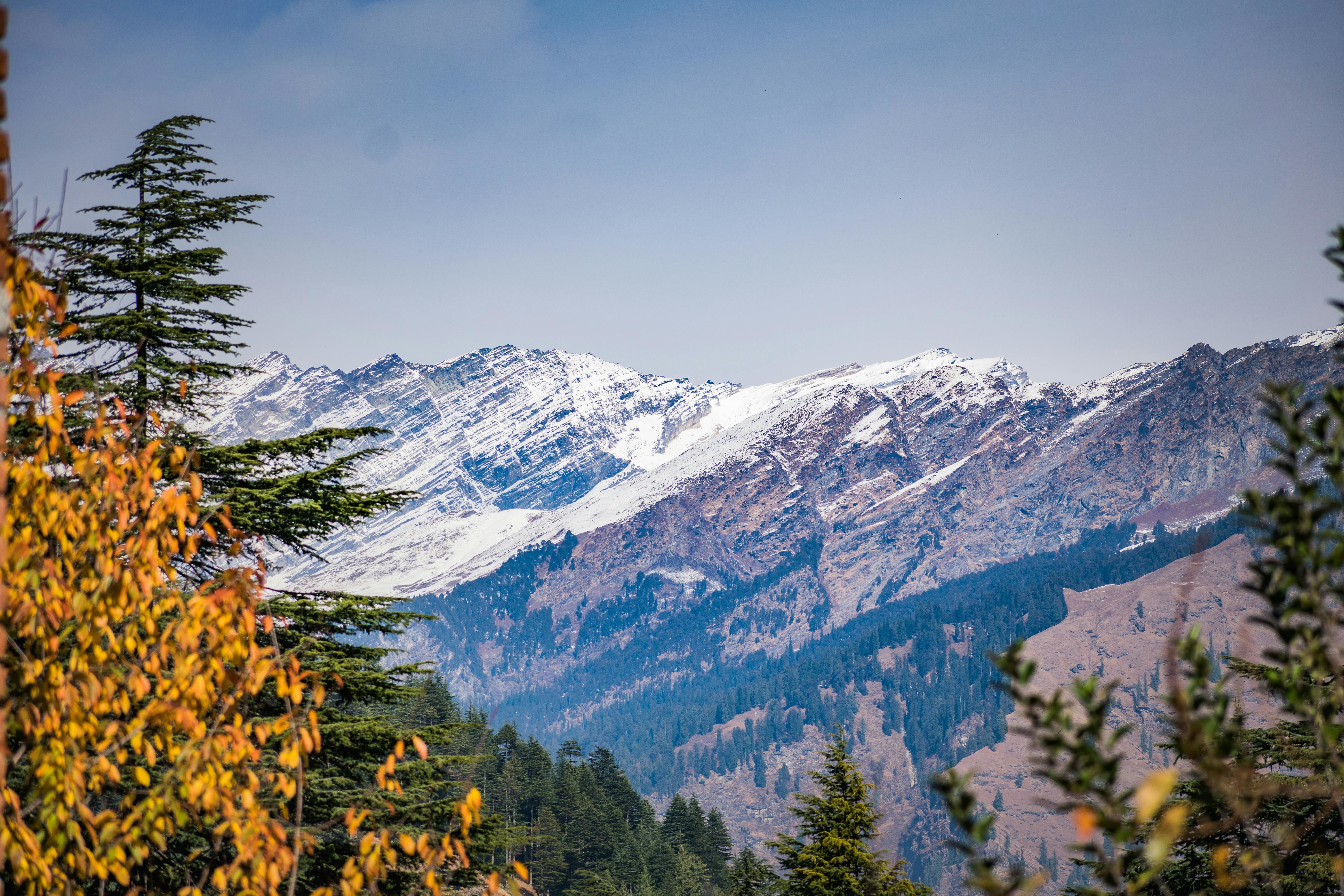 scenic view of snow capped himalayan mountains in manali