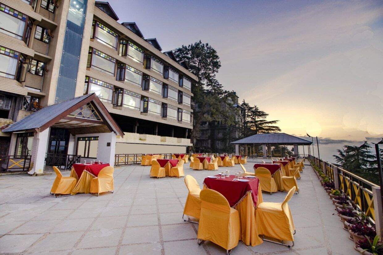 chairs outside hotel snow valley resort in dalhousie