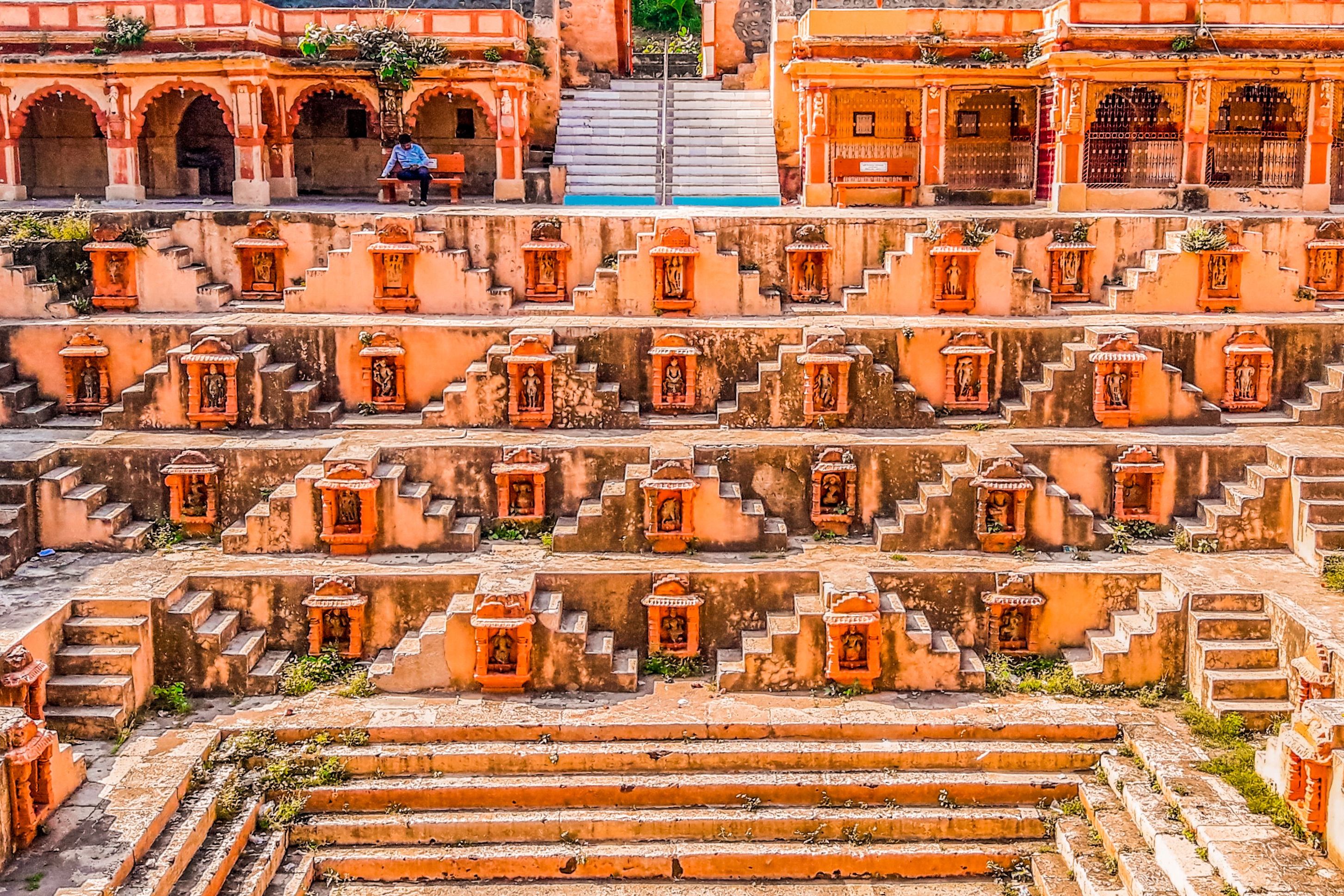 stairs in an ancient temple in bundi in rajasthan