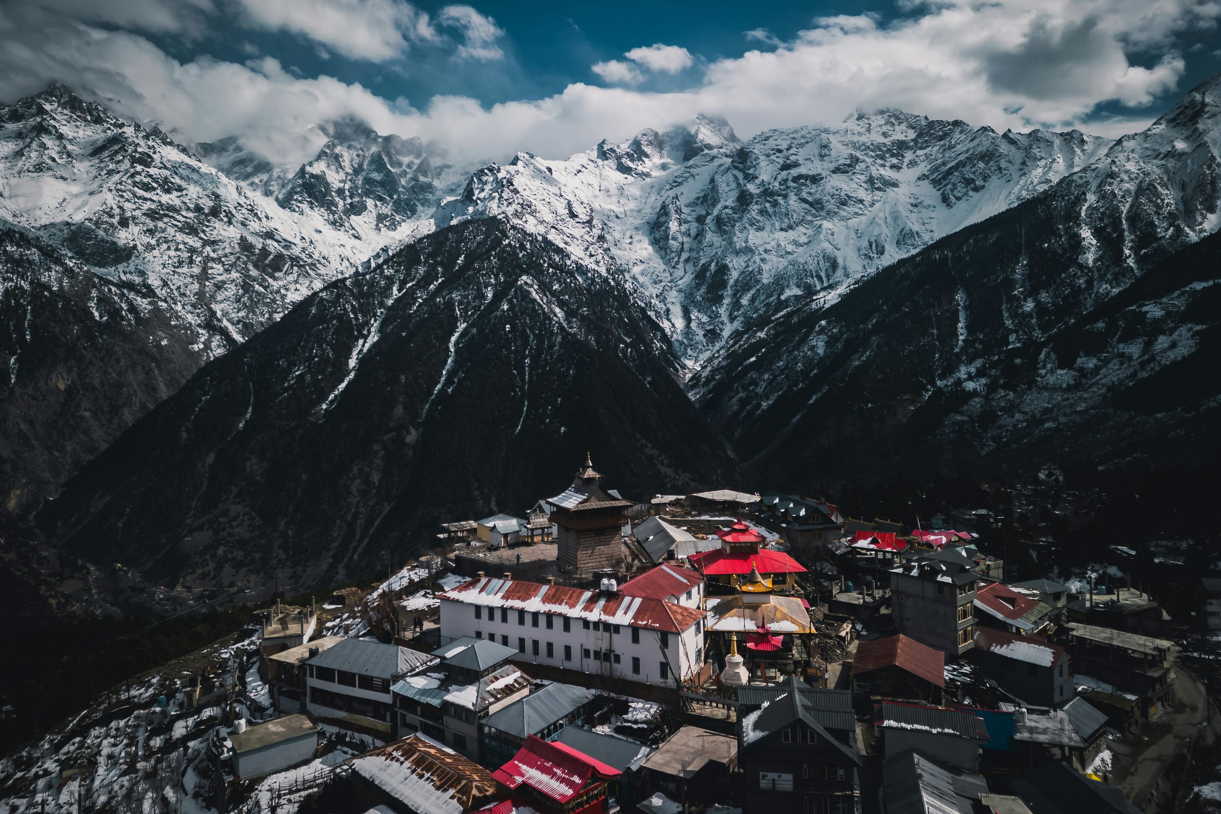 stunning aerial view of a village in spiti valley of himachal pradesh