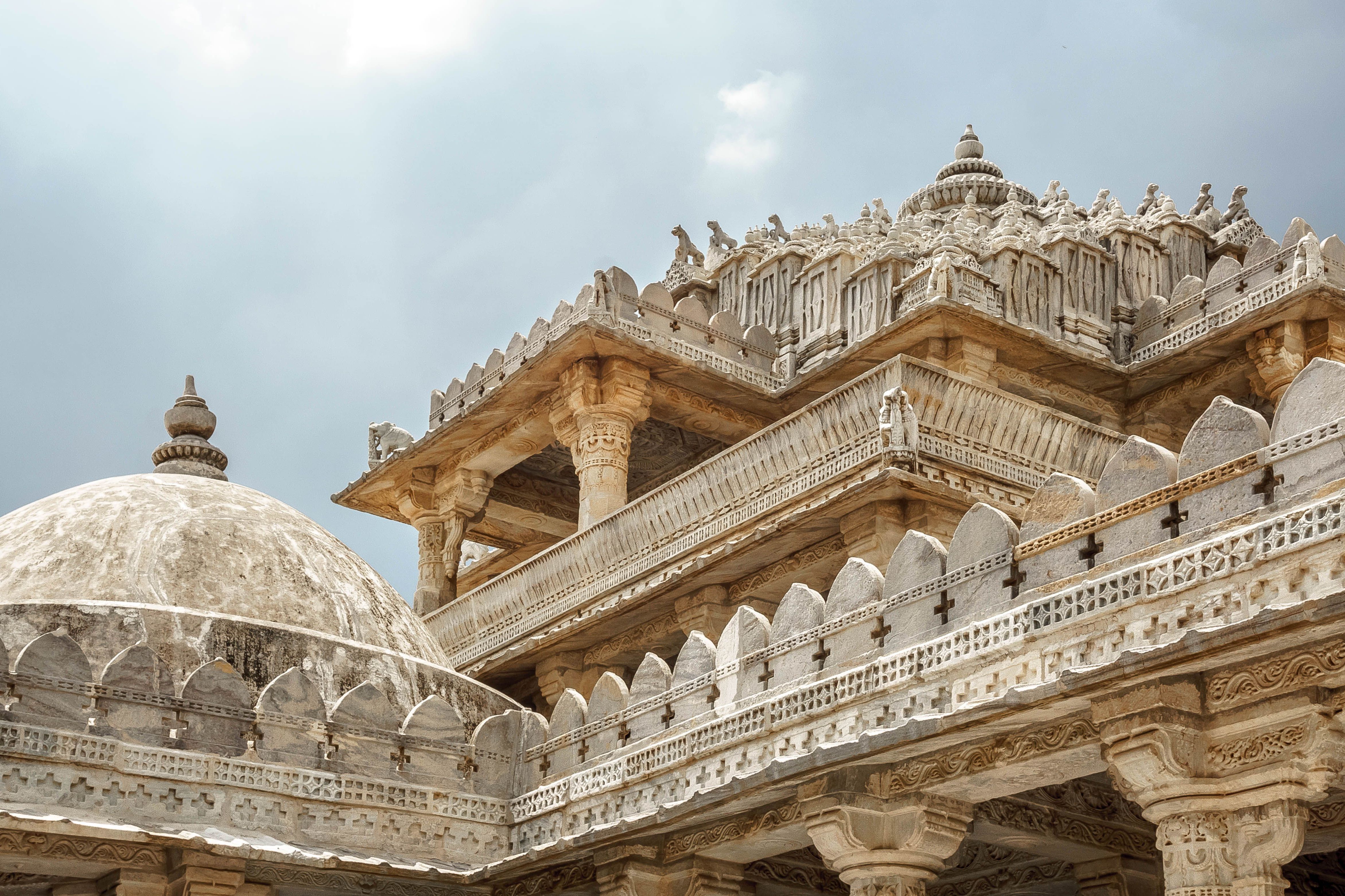 stunning view of the intricate carvings on the ranakpur jain temple in rajasthan