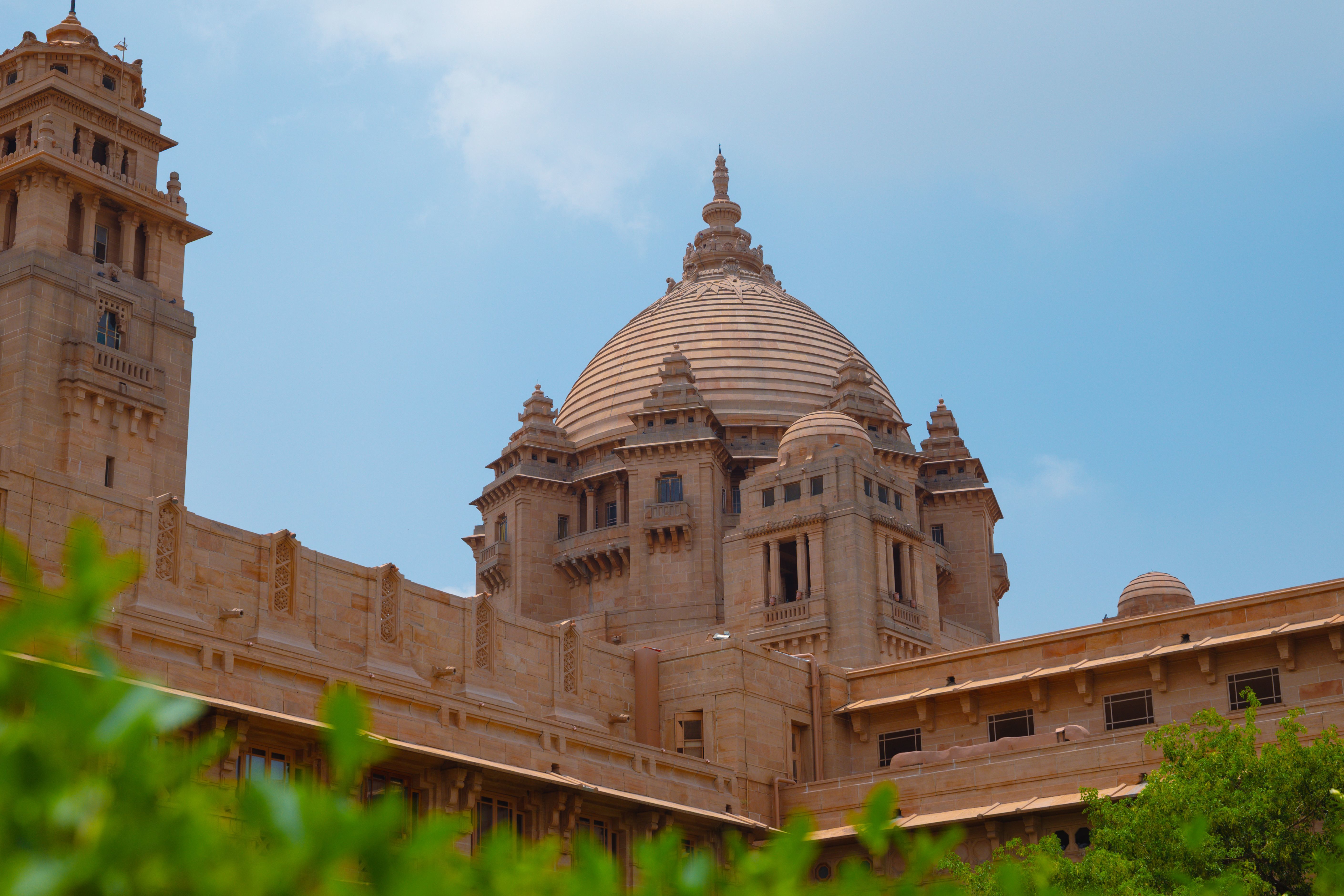 stunning view of umaid bhawan palaces dome at jodhpur with clear blue sky