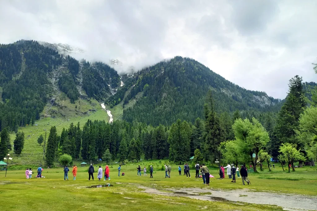 tourists at betaab valley in pahalgam
