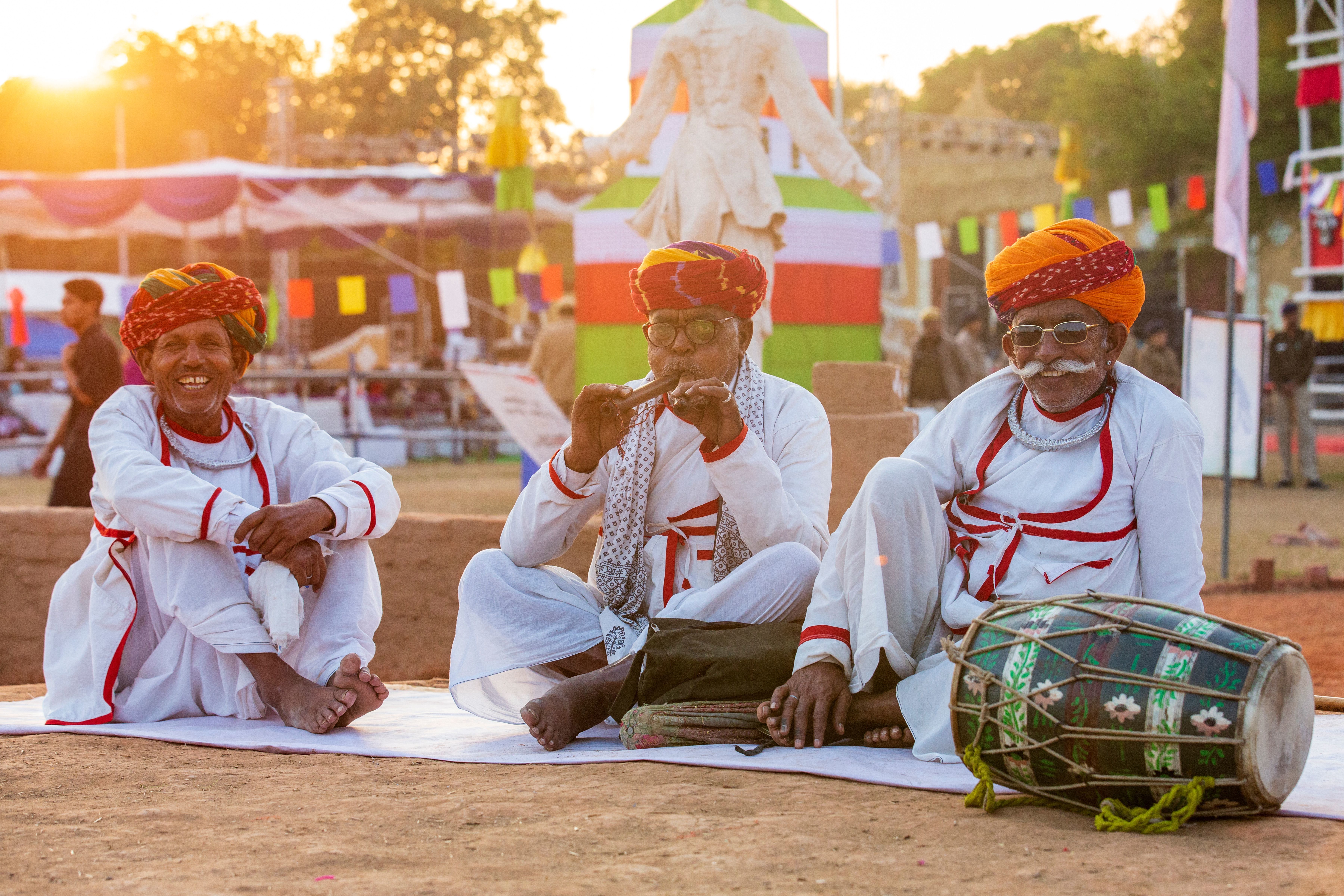 traditional rajasthani musicians at cultural festival