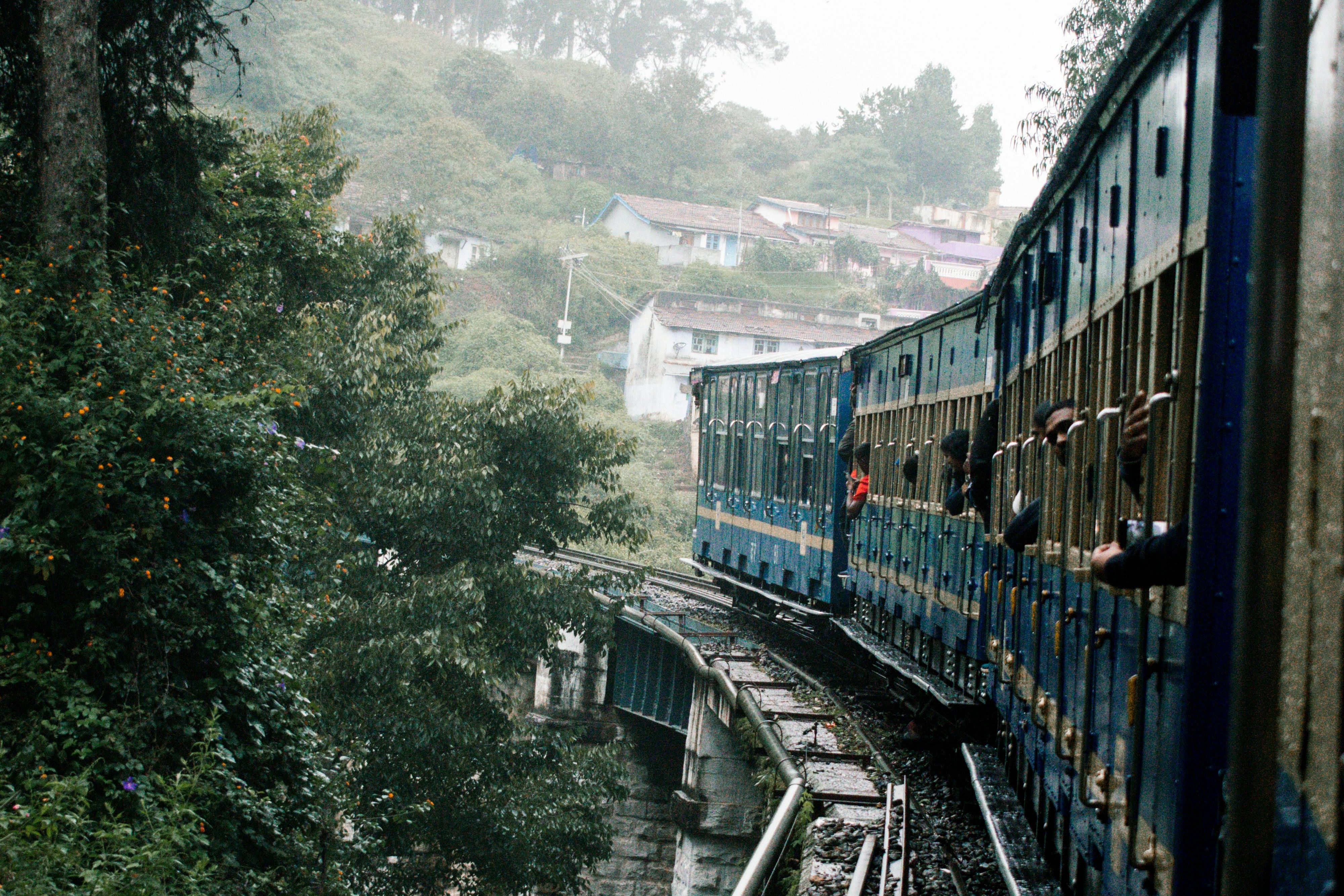 train on rails in the nature