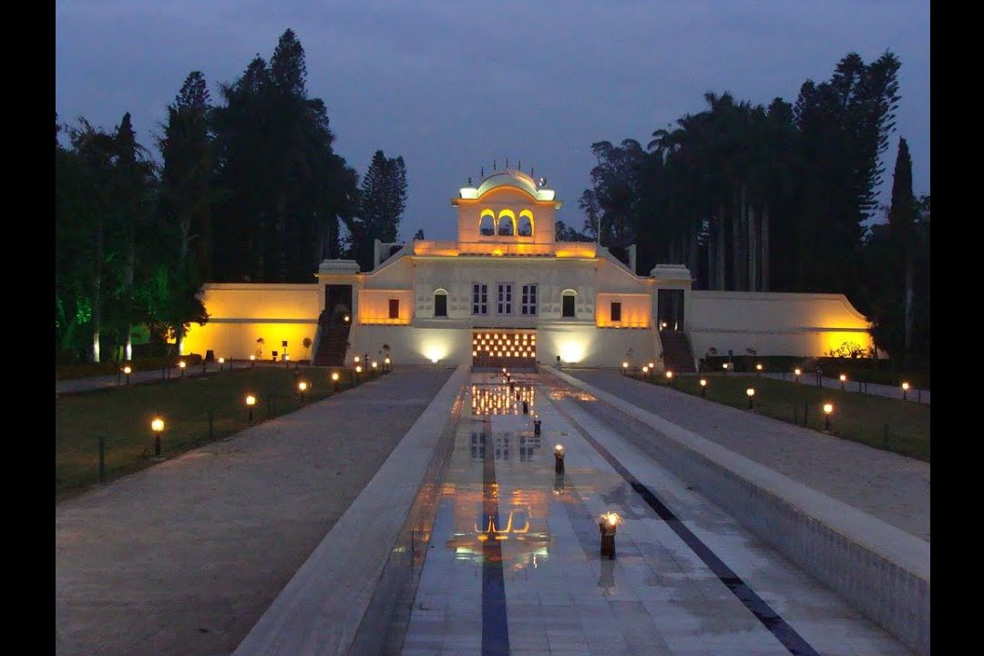 view of pinjore garden in chandiagrh during the evening